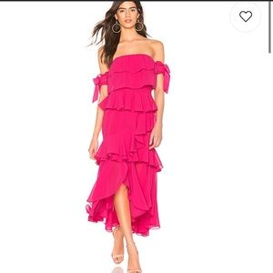 Misa Los Angeles Isidora Pink Midi Dress Large NEW